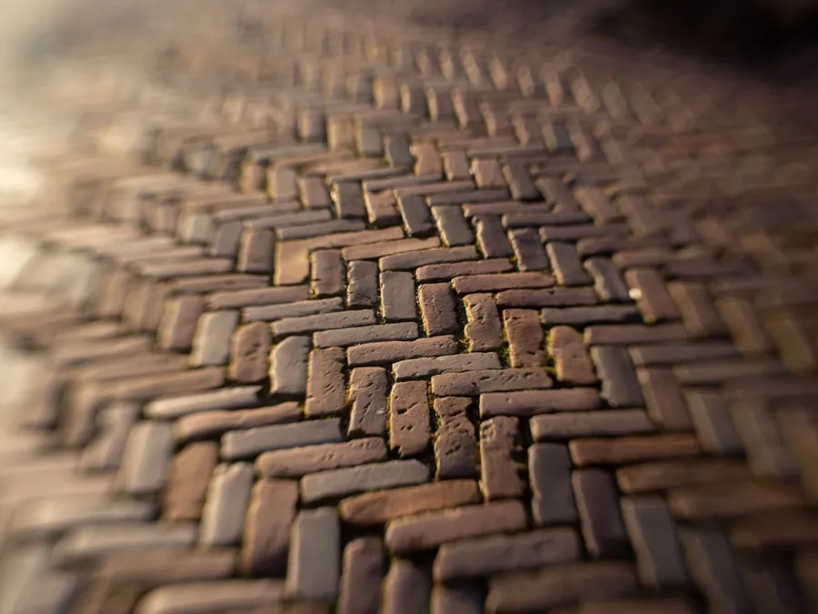 Clay pavers laid in a herringbone pattern, a strong bond for paving in Amsterdam
